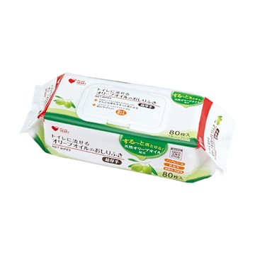 【Osaki 大崎】橄欖油濕紙巾(含蓋)80枚入(可沖馬桶)-效期2027/1104