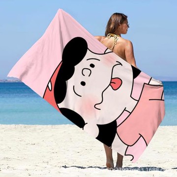 亞馬遜超細纖維沙灘巾可愛卡通浴巾毛巾吸水速干動漫印花沙灘巾