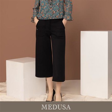 現貨【MEDUSA 曼度莎】保暖刷毛嫘縈七分寬褲（M-XL）｜女休閒褲 刷毛長褲 女寬褲