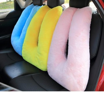 網紅多功能汽車U型抱枕靠墊毛絨玩具防撞車載睡覺神器保暖腰靠