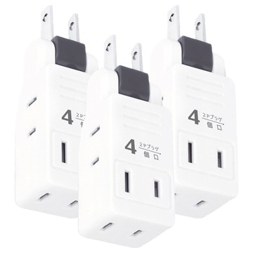 POWER BULL 動力公牛 日式新轉向四面插 180度旋轉插頭  8.3cm  白色  3個