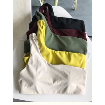 元單女瑜伽健身速干美背抹胸式單件帶文胸短款運動背心固定可外穿