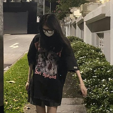 水洗做舊純棉oversize短袖t恤女夏季寬松潮牌ins潮chic港味上衣服