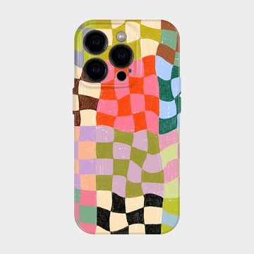 彩色格子 適用iPhone16promax手機殼2025新款蘋果15不規則格紋14時尚藝術設計感13小眾不撞款華為mate70pro+