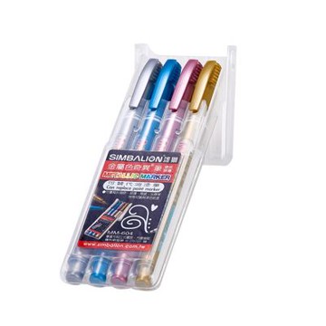 【SIMBALION 雄獅文具】金屬色奇異筆 1.2mm 4色組 / 盒 MM-604
