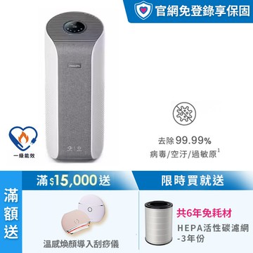 ★限時送三年份濾網★飛利浦抗敏奈米級空氣清淨機-旗艦款(AC3858/86)-適用26坪