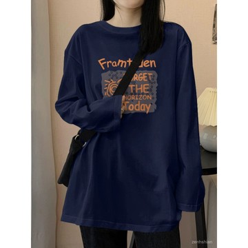 🎀韓版長袖上衣 棉t 設計感衣服女 卡通印花t恤 大尺碼上衣 長袖上衣 長袖女t恤 寬鬆上衣 打底衫 顯瘦遮肚