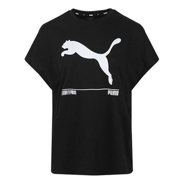 (WMNS) PUMA Large Logo Short Sleeve Black