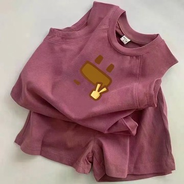 可愛翻倍~新款兒童純棉背心套裝夏裝時尚寶寶帥氣上衣無袖短褲兩件套潮 男童套裝 夏天衣服 韓版兩件套 中小童運動套裝