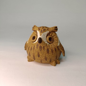 迷你Q版貓頭鷹-黃魚鴞/陶藝品/原創