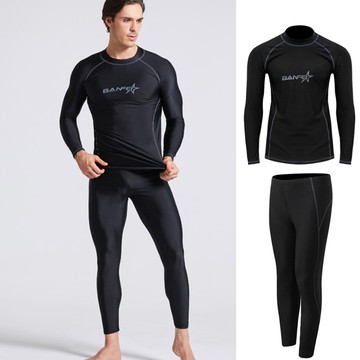 Biki，M-2L星爵男泳衣長袖長褲二件式浮潛泳褲(長袖+長褲)