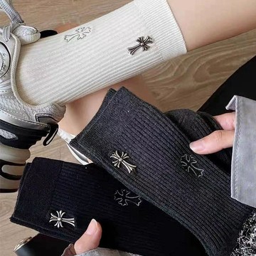 春夏季款重工高幫腰情侶堆堆襪女韓系小眾風高級感復古十字架襪子