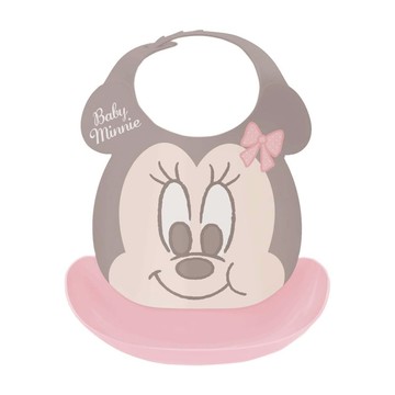 Disney 迪士尼 米妮系列 幼兒食事圍兜兜 適用年齡4個月-36個月  米妮 粉色 + 咖啡色 + 米色  1個  1入