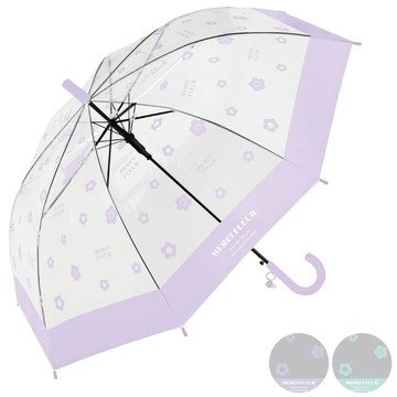日本中谷 - 法式小花透明兒童直傘-浪漫紫 (55cm)