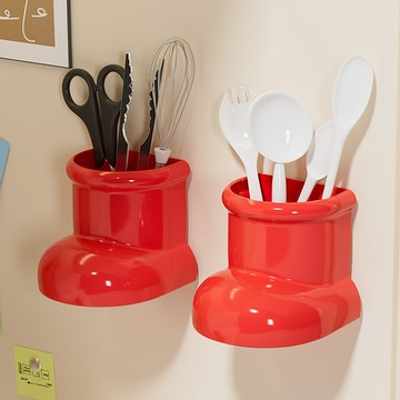 洛陽牡丹 冰箱磁吸置物架 創意可愛靴子磁吸壁式小物件 壁掛式免打孔收納盒