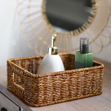 防水編織收納盒酒店賓館旅社衛浴洗手臺收納盒子牙具毛巾整理小筐