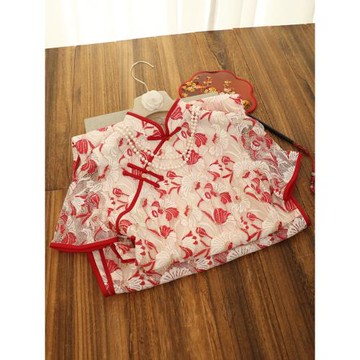 俏娘魚紅色系碎花蕾絲旗袍女2025年秋季新款復古民國風年輕氣質款