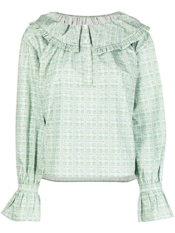 Shrimps - Meadow floral-gingham blouse - women - Cotton - 8 - Green