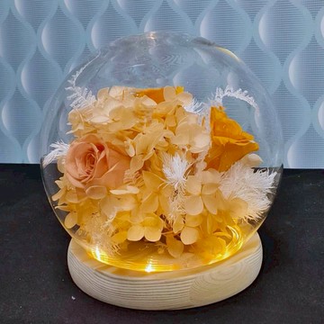 【依織IORI Boutique Florist】圓形永生花透明玻璃罩 日本永生花 生日花禮 永恆的祝福 交換禮物