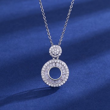 隔日到貨 滿鑽 圓環 拼接T鑽 水晶 手工鑲嵌 項鏈 項鍊 不退色1234