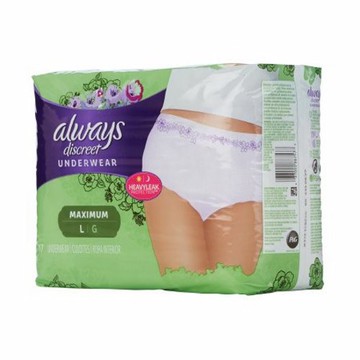 Female Adult Absorbent Underwear Always Discreet Pull On with Tear Away Seams Large Disposable Heav 17 Count by Always Discreet