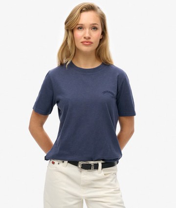 Superdry Women's Essential Logo Washed T-shirt Navy Size: 12