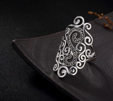 真正的 S 925 純銀手指戒指白鐵礦女士開口戒指誇張