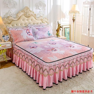 下殺夏天冰絲軟涼蓆可機洗可拆卸床裙款空調席可水洗摺疊床蓆子三件式