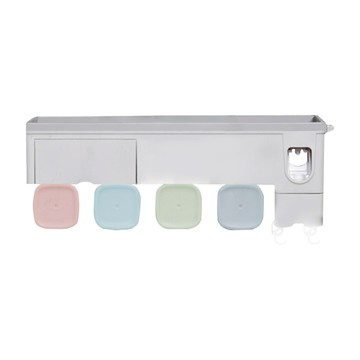 FANCY LIFE 浴室牙刷置物架 套裝 多格卡槽收納 大容量設計 節省空間  四口之家 灰色  1個