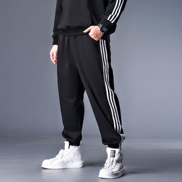 大碼運動褲男夏季胖子加肥加大寬松工裝褲男士休閑男褲三道杠褲子
