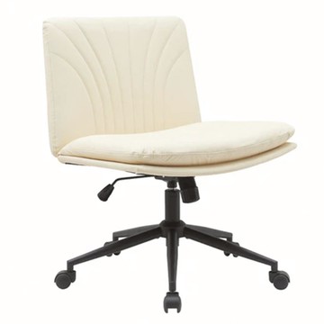 E-home Roy羅伊PU可調式盤腿電腦椅 學生辦公椅  63 x 69 x 84~92cm  奶油色