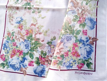 Yves Saint Laurent 復古手帕花卉圖案 YSL 18.5 x 18.5 英寸
