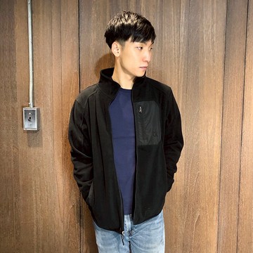 美國百分百【全新真品】Calvin Klein 刷毛 立領 外套 夾克 CK 保暖抓絨 男衣 男裝 黑色 M號 E449
