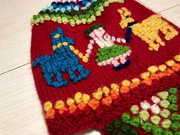 羊駝散步 多彩立體編織毛帽-紅