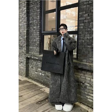 富家千金毛呢外套女秋冬西裝領高個子高級感洋氣長款呢子大衣復古