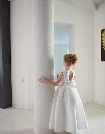 時尚的緞面花童禮服 適合婚禮 生日 音樂會等