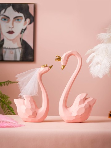 現代簡約情侶天鵝擺件客廳酒柜裝飾品閨蜜新婚禮品結婚禮物送新人