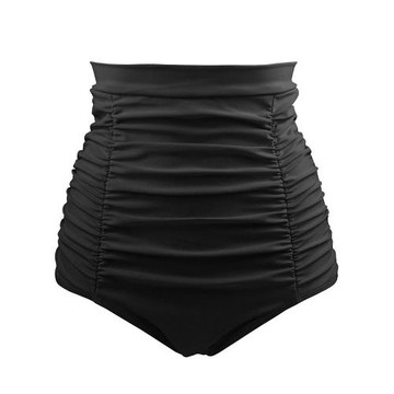 迪拉蒙新款歐美泳池高腰彈力褶皺復古比基尼底部海邊度假沙灘泳褲