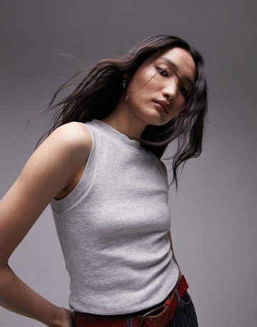 Topshop slim vest in grey marl-Neutral
