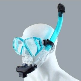 浮潛淺水裝備全乾式呼吸管+鋼化潛水鏡/面鏡浮潛兩件套裝-7601001