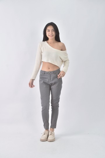 (M) in extenso丹寧牛仔點點灰色長褲