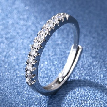 💍限時下殺💍【好評率超99%衕款】莫桑鑽戒指925純銀爆款直排戒指女帶鑽爆閃可調節戒指情人節禮物