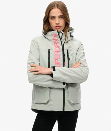 Superdry Women's Hooded Ultimate Tech Windbreaker Light Grey Size: 2