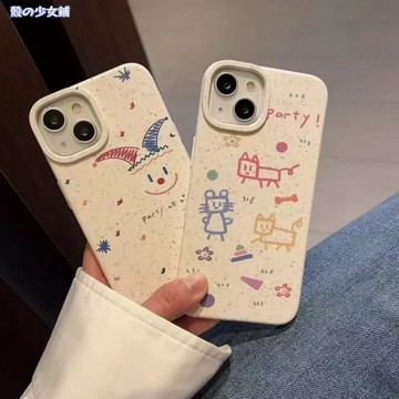 涂鴉小丑貓咪小麥殼用蘋果17PROMAX手機殼iPhone16創意1412