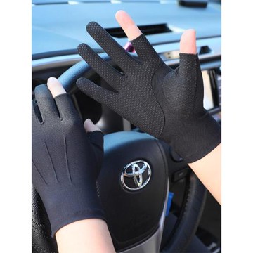 戶外運動路亞手套露二指釣魚騎行開車司機防滑薄款保暖男女士半掌