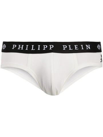 Philipp Plein - logo embroidered briefs - men - Cotton/Modal/Polyester/Spandex/Elastane - M - White