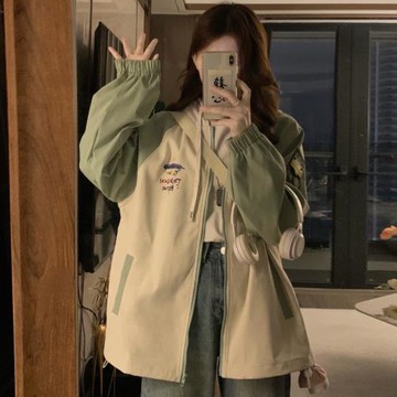 學院風連帽外套少女春秋裝2024新款初中高中學生大童寬松休閑風衣