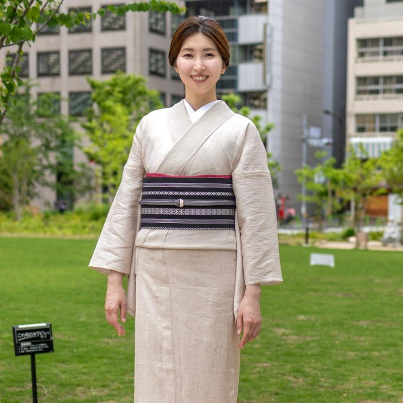 着物 夏着物 トールサイズ 麻楊柳 くるり 爽きものシリーズ 檸檬色-