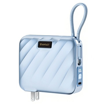 ANFAST PD 雙向快充電源 45W 15000mAh 內建充電線和可折疊AC插頭  P1545X  藍色