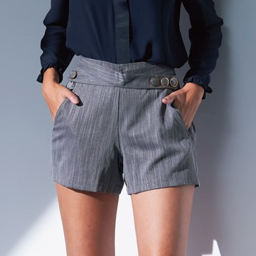 【1+1優惠】HS 腰間連釦短褲 黑灰色